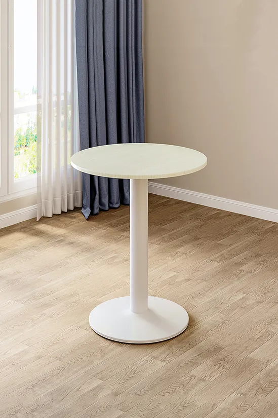 Living and Home Round Wooden Top Coffee Table with Metal Base