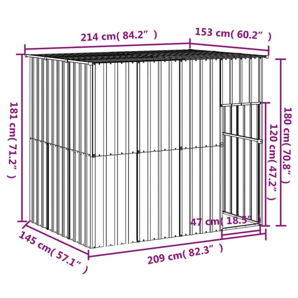 Berkfield Dog House with Roof Anthracite 214x153x181 cm Galvanised Steel