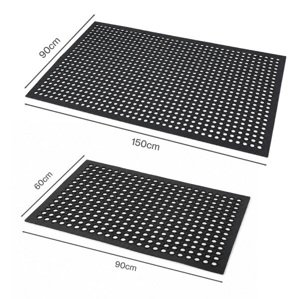 Marlow Door Mat Outdoor Rubber Drainage Slip-Resistant for Garage Entry Black