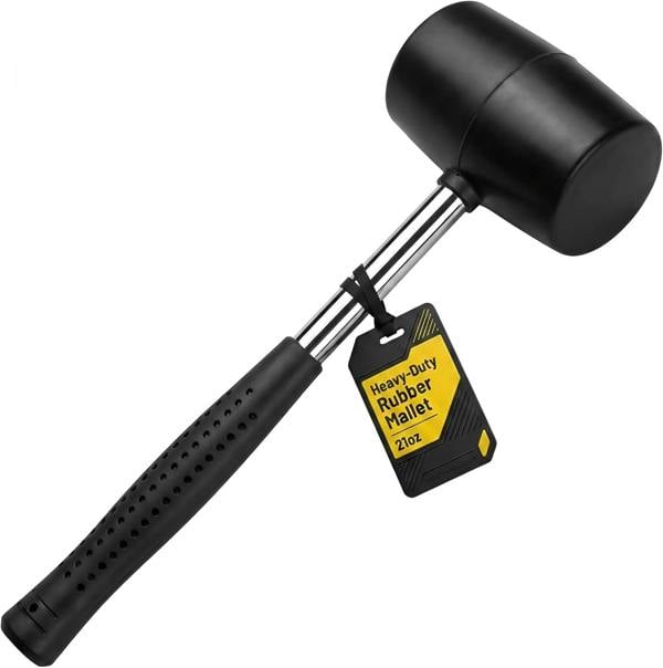 MY DIY PROFESSIONAL PRODUCTS Rubber Mallet Hammer 21oz - Non-Mark Rubber Hammer with Anti-Slip Grip for Woodworking & Home DIY Projects