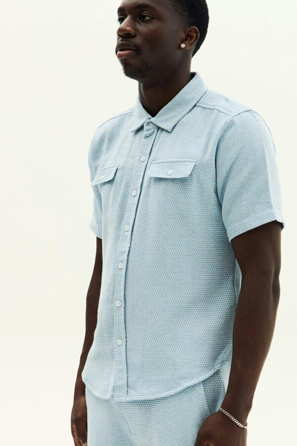 Men’s Slim Fit Textured Shirt & Shorts Co-Ord Set