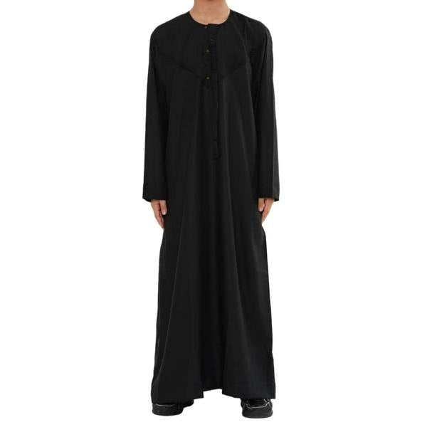 HM11 - Boy's Thobe Emirati Omani Bobble Button String Tassel - Black - Thobez - 50