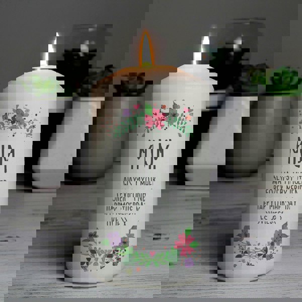 Personalised Memento Company Personalised Floral Pillar Candle