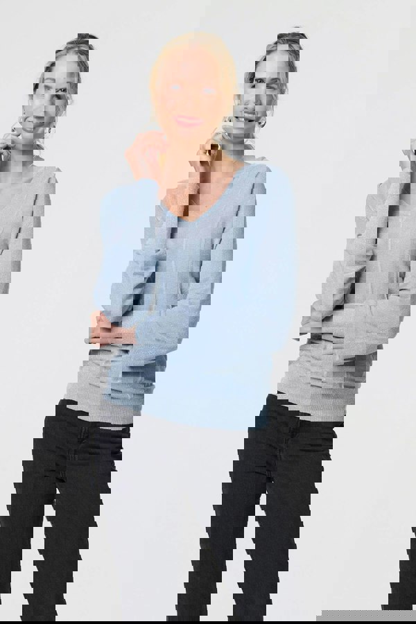 Blue | Metallic Stripe Detail Fitted Top