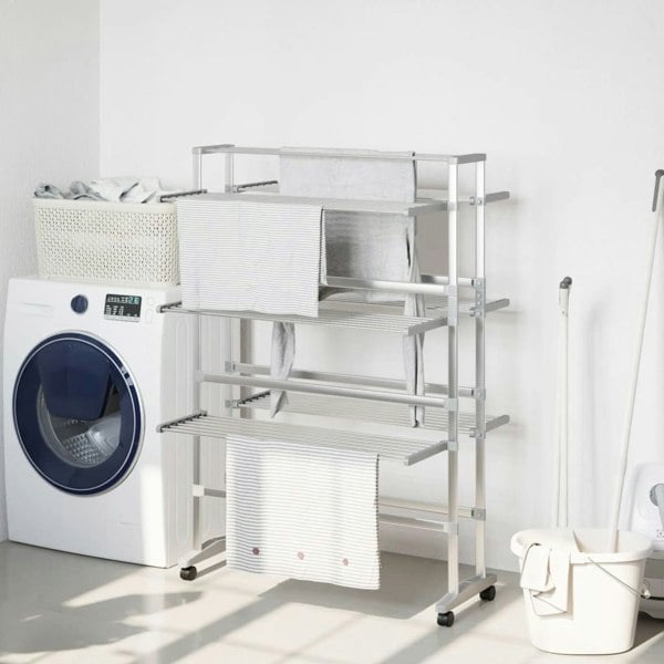 Berkfield Laundry Drying Rack with Wheels 89x64x129 cm Aluminium