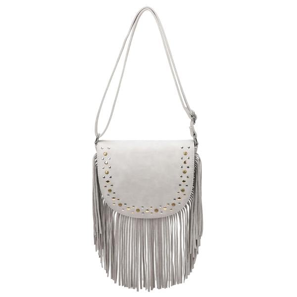 Kitise Western Style Bohemian Fringe Tassel Studded Crossbody Bag