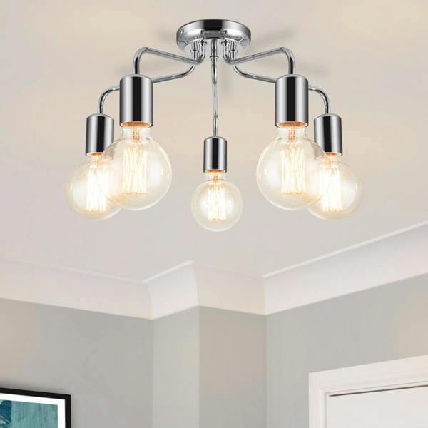 COSYLYTE Fraser 5 Light Metal Ceiling Flush Light - Chrome