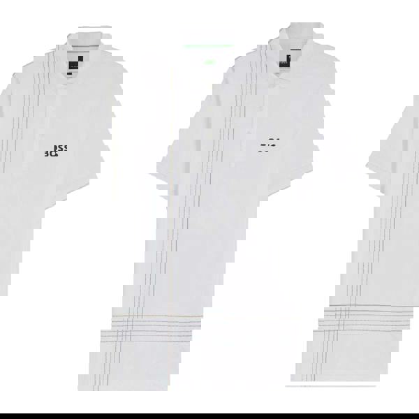 Boss Mens Checked Quick Dry Slim Polo Shirt - White - 