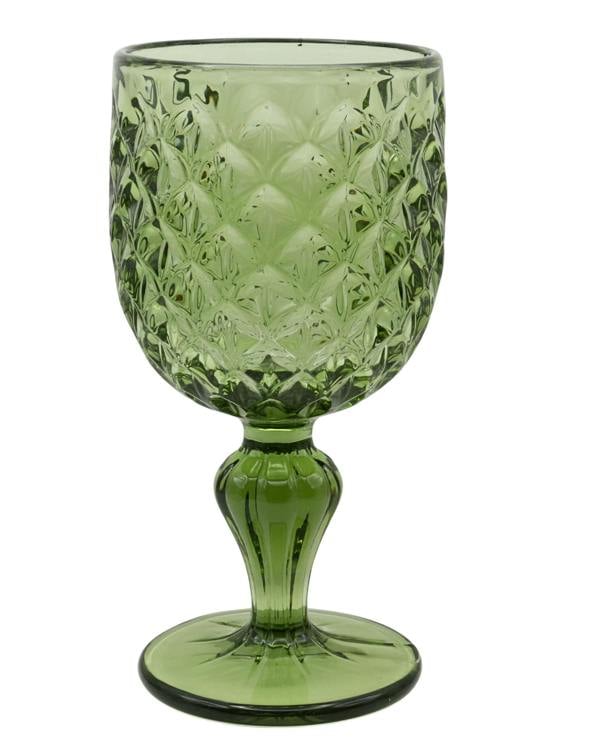 Elvida Interiors Coloured Embossed Wine Goblet Set