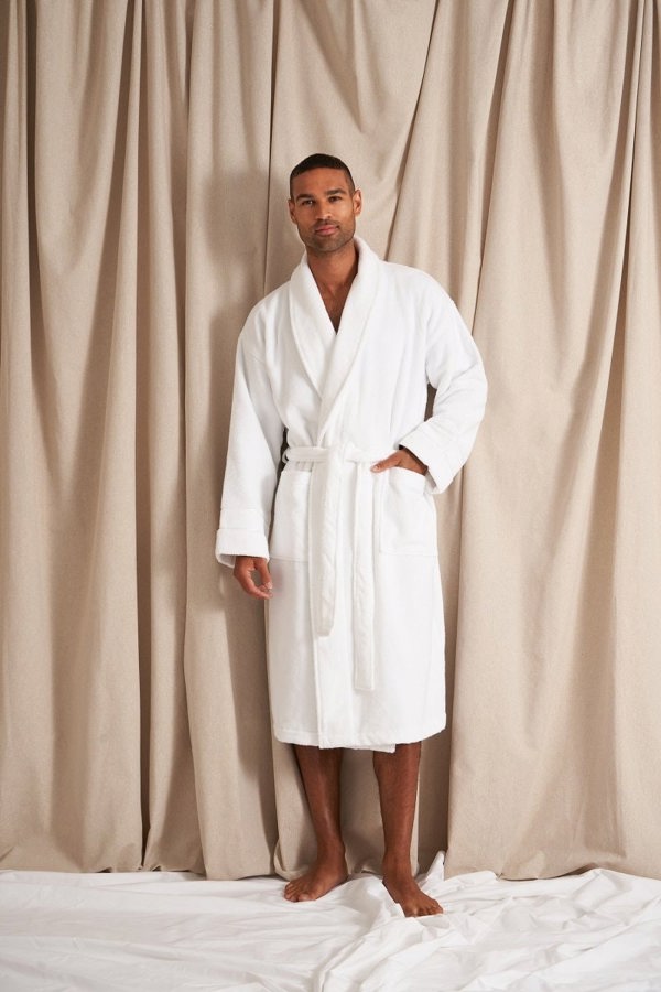 Bamboo Towelling Robe in Cloud WhiteHomeware