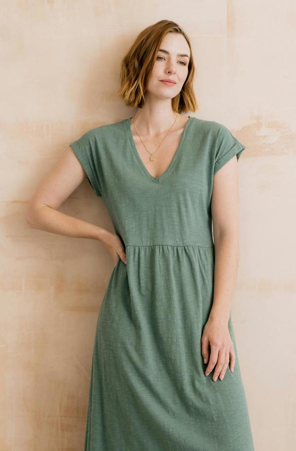 Lily & Me Shine Organic Cotton Jersey Dress Laurel Green
