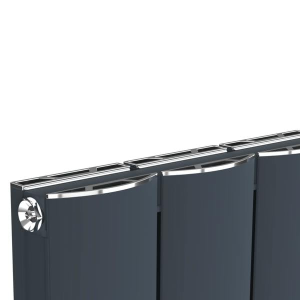 MYHOMEWARE 1022mm x 600mm Double Aluminium Panel Radiator in Anthracite Grey - Model Diva - Wall-mounted