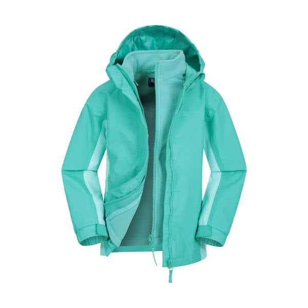 Mountain Warehouse Childrens/Kids Lightning 3 in 1 Waterproof Jacket - Light Teal - 