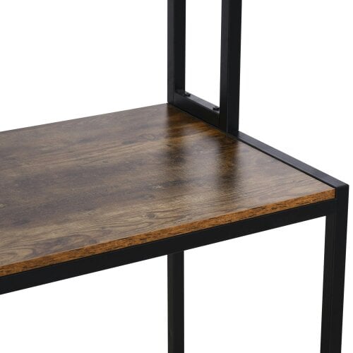 Wyld Haus Monoba 140cm Mani Metal And Wooden Brown Industrial L Shaped Desk With Bookshelf