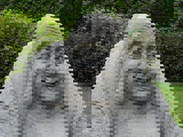 Large Stone Cast Laughing Fat Buddha Ornament