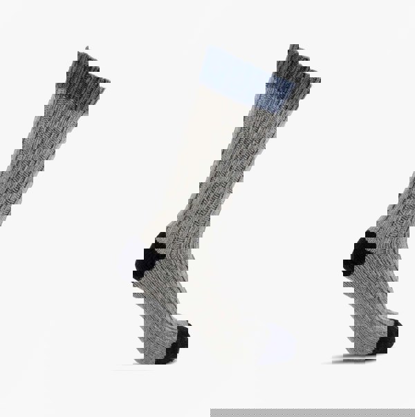 Totes Toasties CHUNKY TWIST WOOL BLEND BOOT SOCKS (TWIN PACK) Mens Navy / Grey