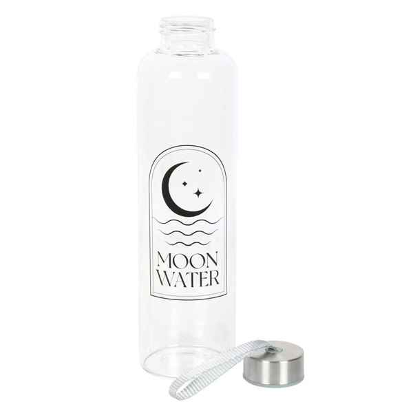 Something Different Crescent Moon Glass Water Bottle - Clear/Black