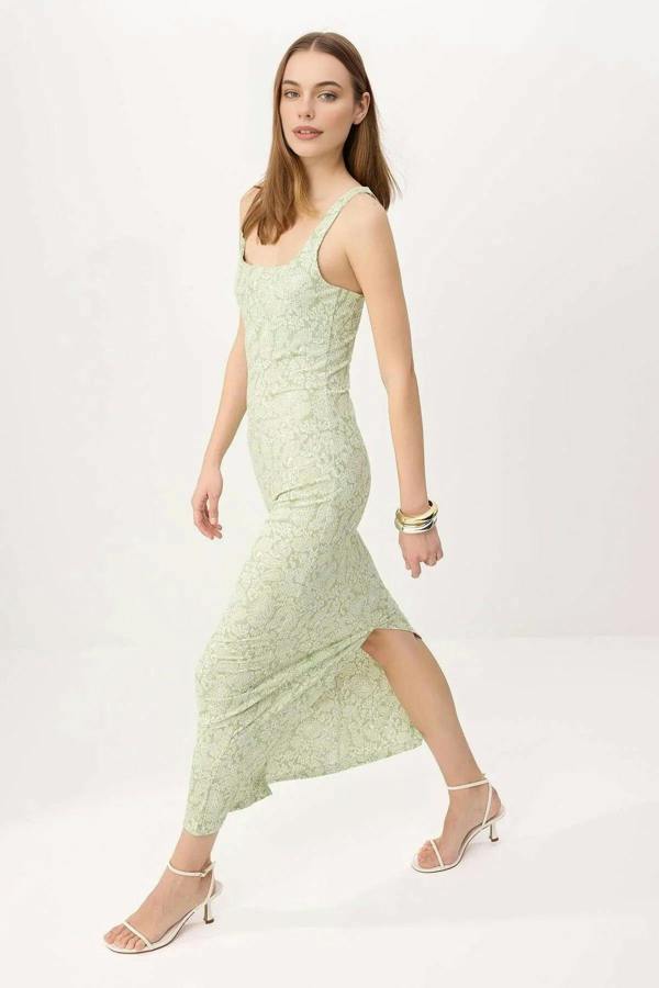 Bodycon Thick Strap Scoop Neck Sleeveless Stretch Knit Dress