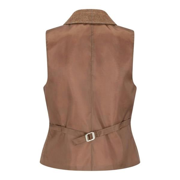 TruClothing Women's Oak Brown Tailored Fit Tweed Waistcoat in Herringbone Check
