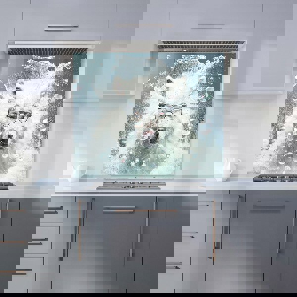 Warren Reed - Designer White Wolf With Glasses Splashart Kitchen Splashback