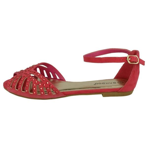 Anne Michelle Ladies Anne Michelle Flat Diamante Trim Sandals