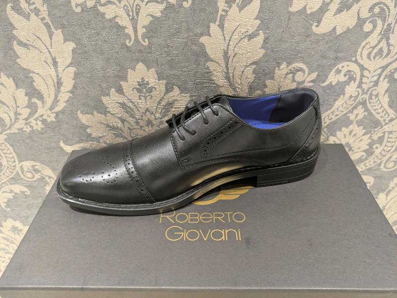 Roberto Giovani Eton Brogue Shoes - Black