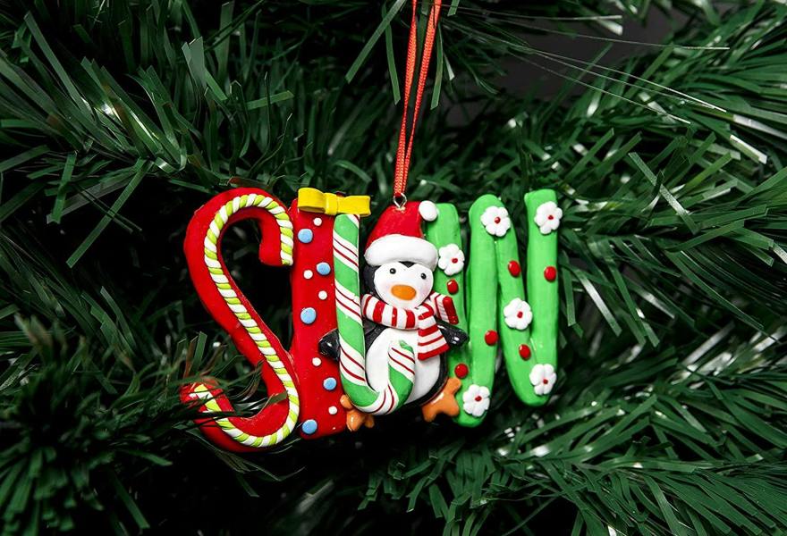 Ceramic Christmas Tree Hanging Decorations in Snow, Noel and Joy Designs | Pack Sizes 3 or 12 image 4