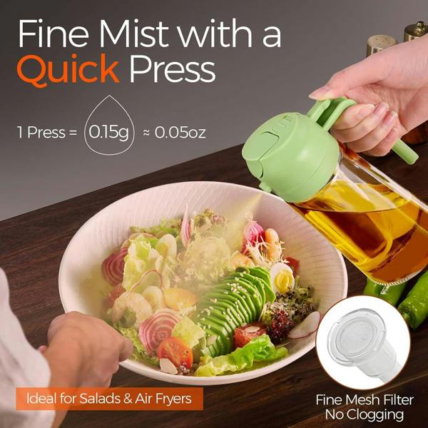 Dyzi Olive Oil Sprayer And Pourer 470ml Plastic Kitchen Bottle