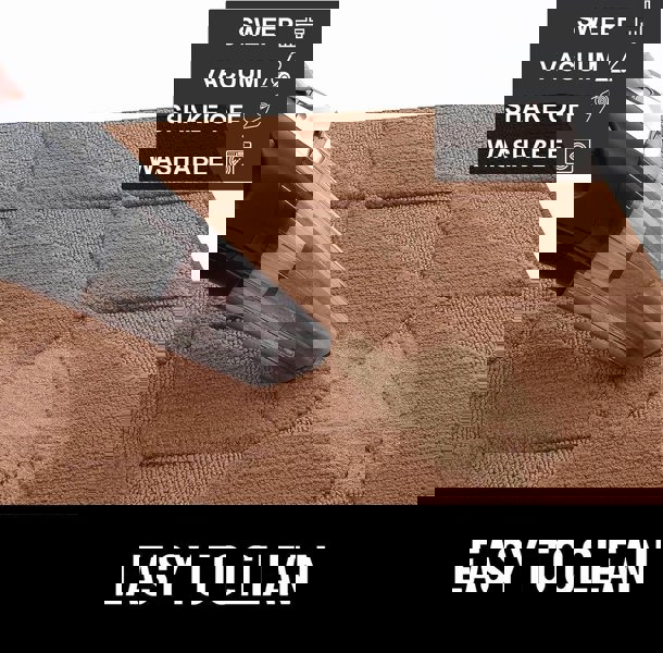 Anyhouz Anymat Doormat Brown Geometric Non Slip Dirt Resistant Mat For Kitchen And Bathroom