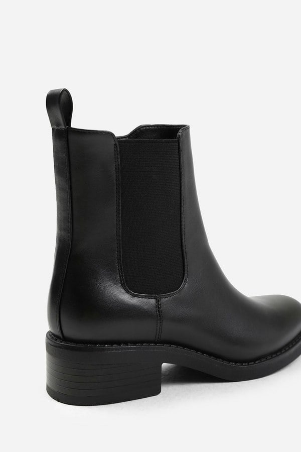 Where's That From Olivia Wide Fit Ankle Boot With Elastic Panel and Side Zip in Black Faux Leather