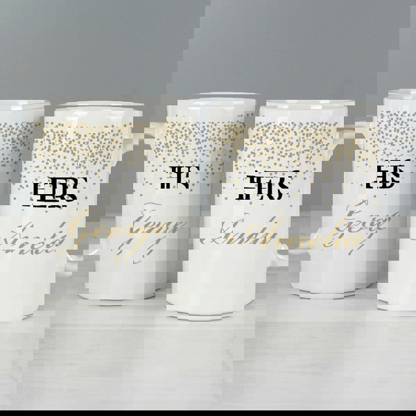 Personalised Memento Company Personalised Gold Confetti Wedding Mug Set
