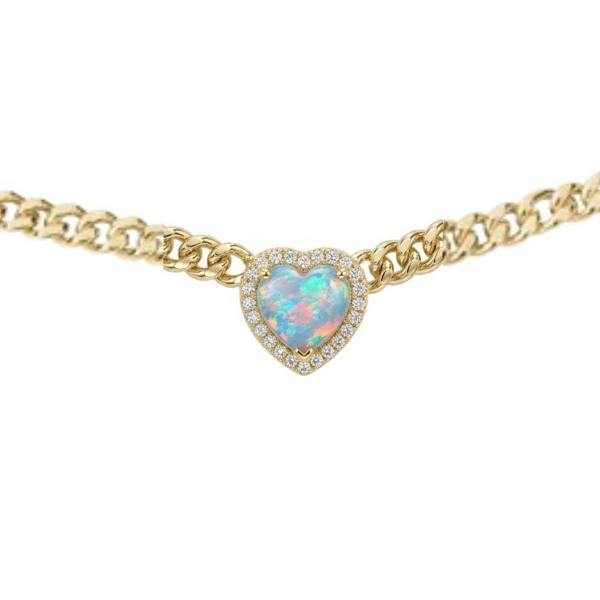 Gold Heart Necklace in Blue Fire Opal | Loves Frequency™ BLOOMTINE | Earth Angel HQ