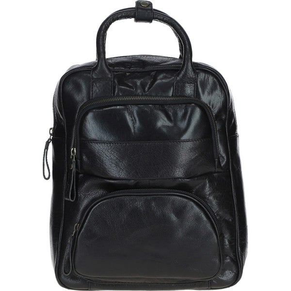 Compact Leather Backpack with Front Zip Pockets: TL-006