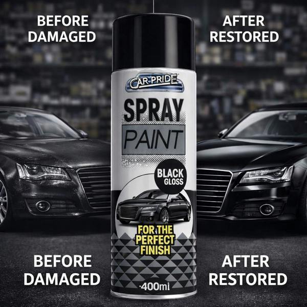 Carpride 2X Gloss Black Car Spray Paint 400ml