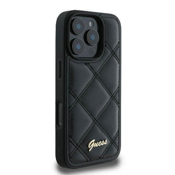 Guess Quilted Metal Logo Case for iPhone 16 Pro Max 6.9" Black - GUHCP16XPSQSQSK