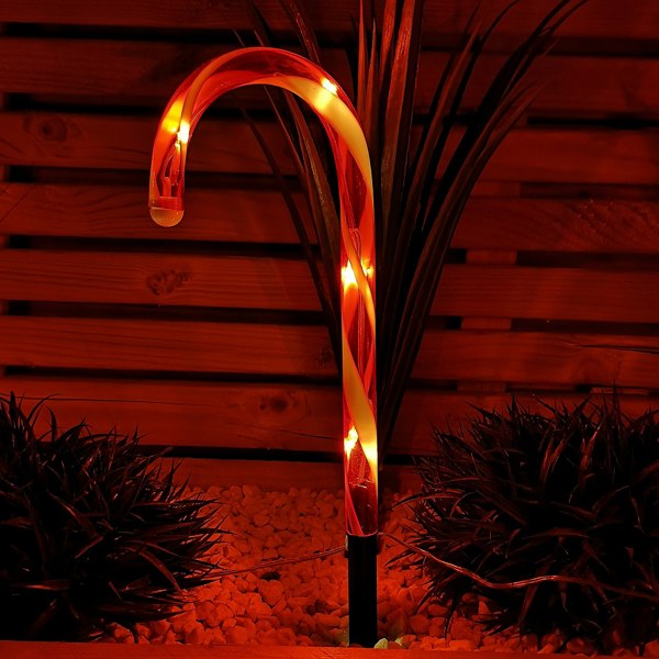 Samuel Alexander Set of 6 Light up Red & White Stripe Christmas Candy Cane Garden Stakes with LEDs