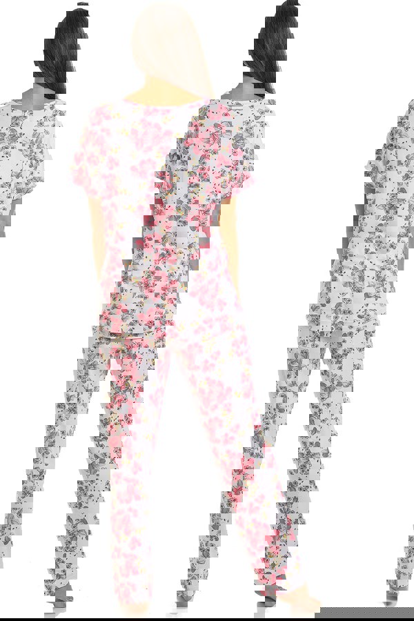 Camille Womens Pink Floral Spandex Full Length Pyjama Set