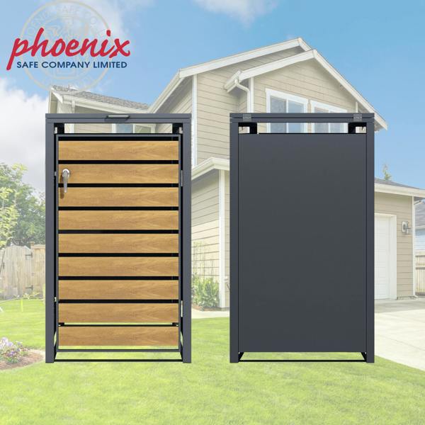Phoenix Safe Phoenix GB1168AWK Wood Effect Single Wheelie Bin Store / Bin Storage