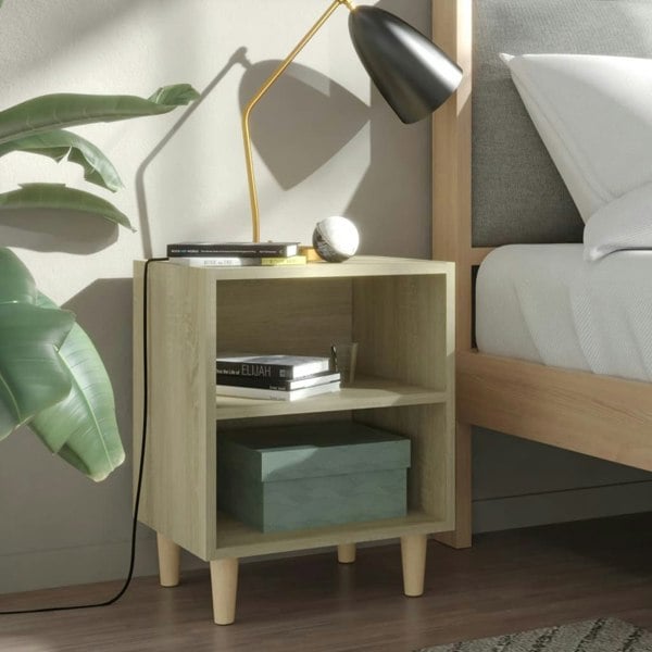 Berkfield Bed Cabinets with Solid Wood Legs 2 pcs Sonoma Oak 40x30x50 cm