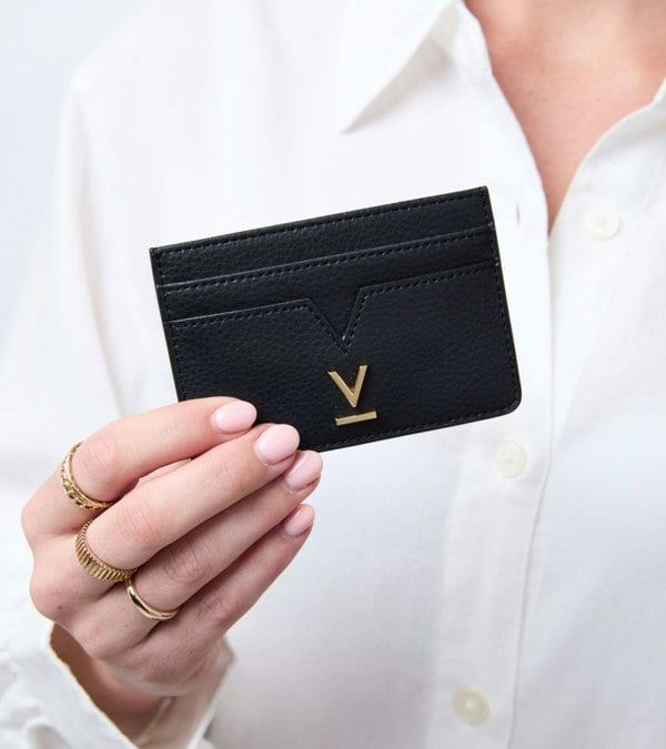 Votch Elia Vegan Bio-Based Bamboo leather card holder in black