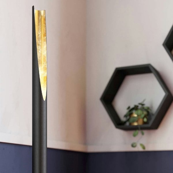 EGLO Barbotto Black Steel And Gold Floor Lamp