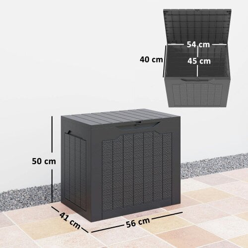 Wyld Haus Vevino Nela Plastic Black Outdoor Garden Storage Box With Handles 93 Litre Capacity