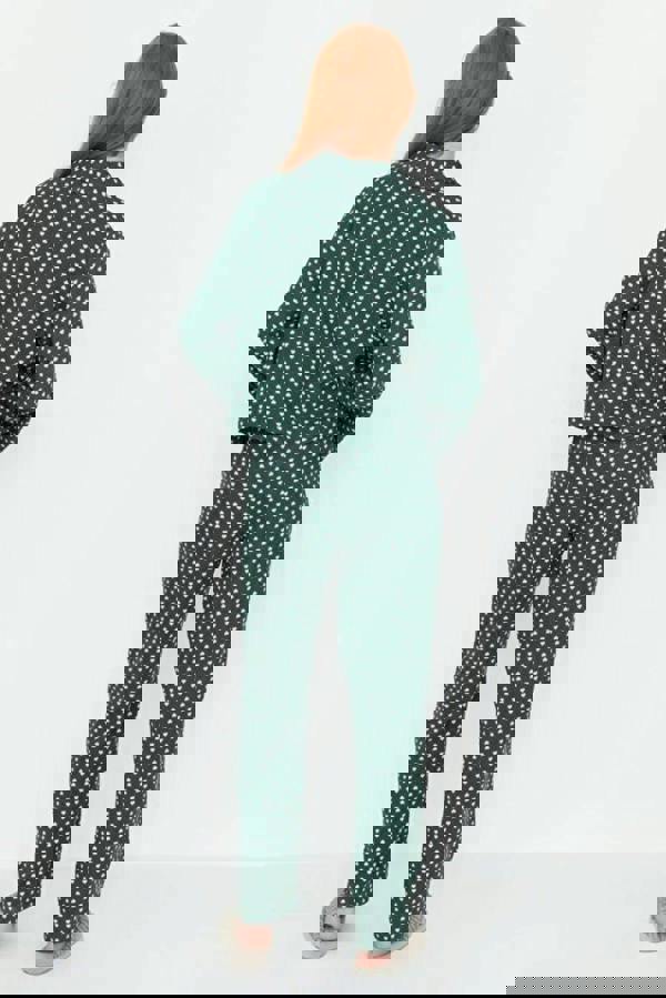 WOVCOR 2-Piece Heart Print Viscose Woven Pajama Set with Tie Detail