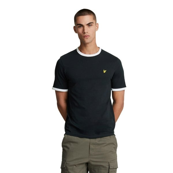 Lyle & Scott Mens Ringer T-Shirt - Dark Navy/White