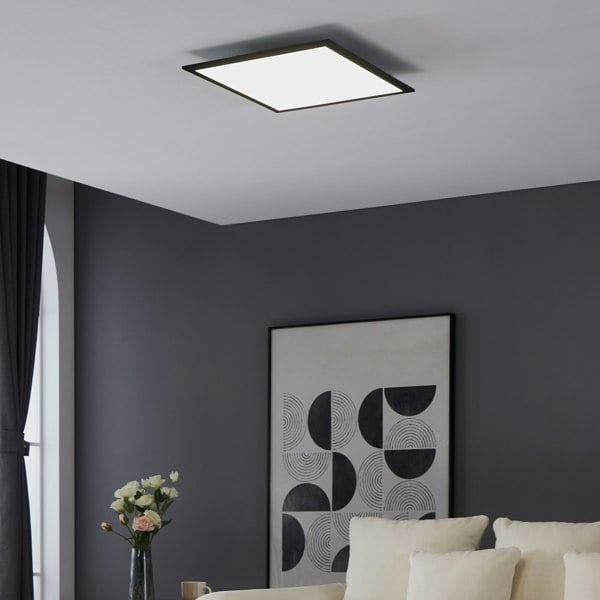 EGLO Salobrena 1 Ultra-Slim Modern Black Square LED Ceiling Light WBS