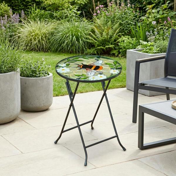 Garden Greatness Haxton Bumble Bee Glass Garden Table