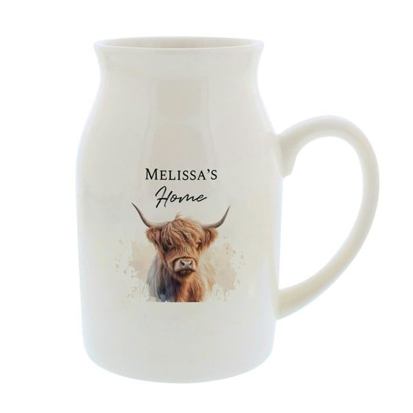 Personalised Memento Company Personalised Highland Cow Flower Jug Vase