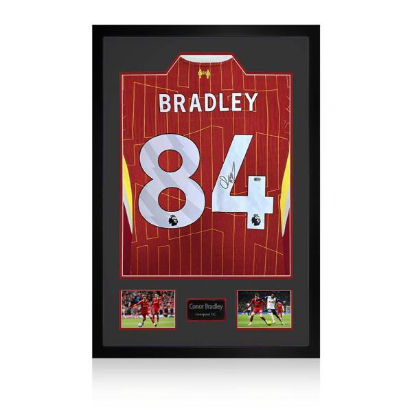 Conor Bradley Signed Liverpool Shirt Premium Frame (ACG Cert)