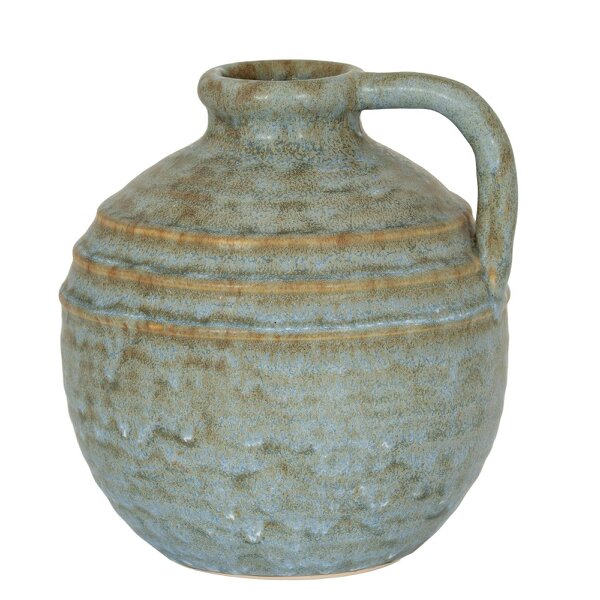 Wyld Haus Kala Large Rustic Ceramic Jug Bottle Vase with Handle