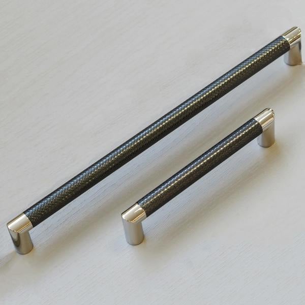 Handle & Home Gunmetal/Polished Chrome Knurled D Handles